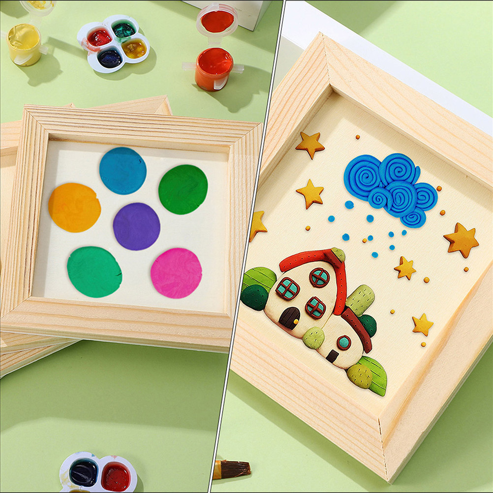 6Pcs Solid Wood DIY Blank Pict - Art And Craft For Nursery review and price