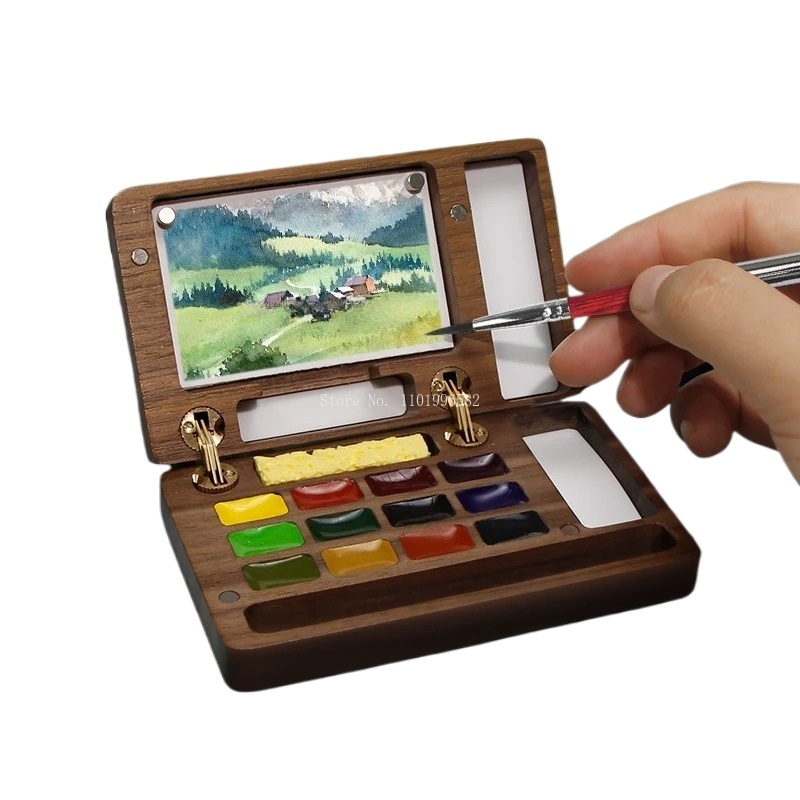 Travel Painting Box Solid Wood - Gouache Paint Set review and price