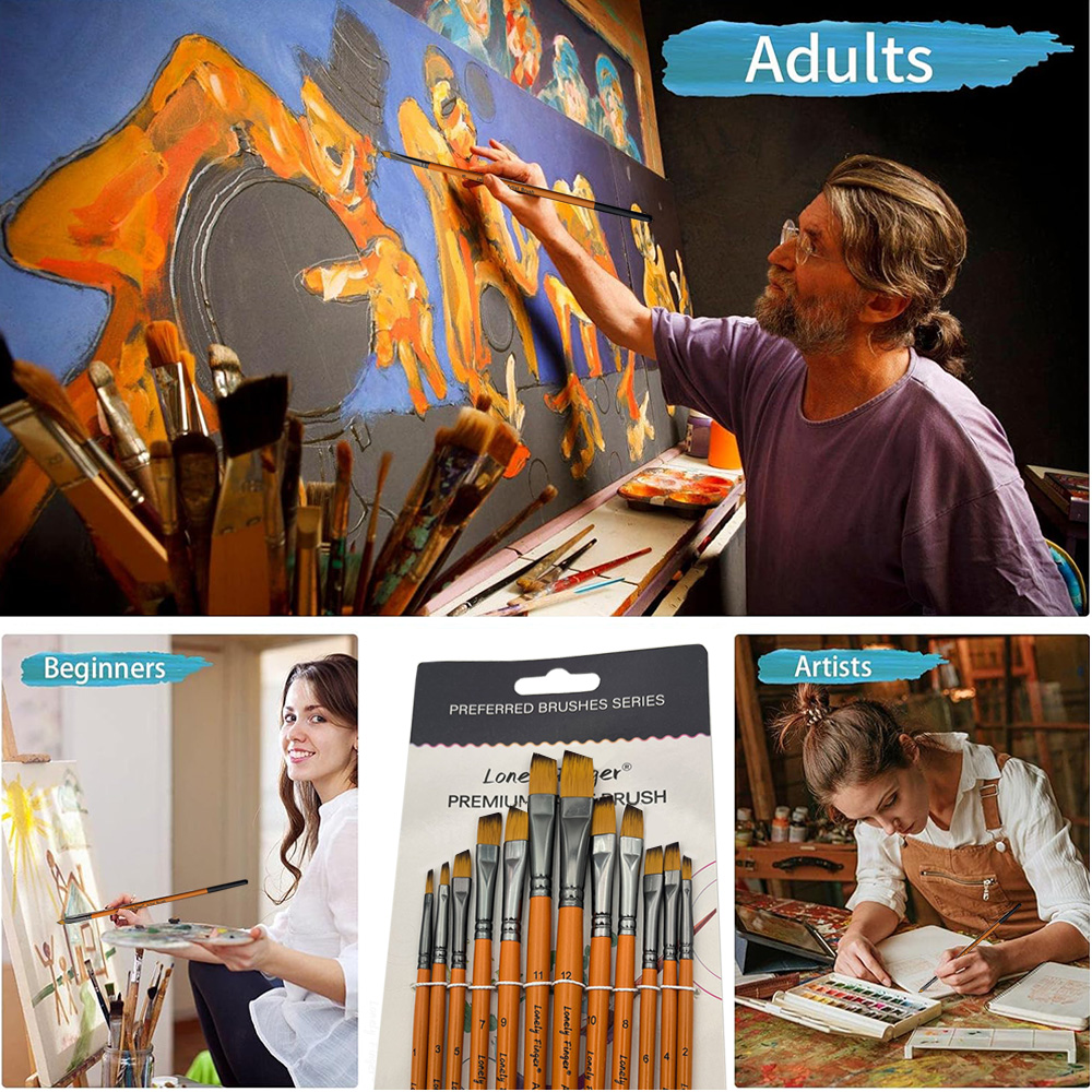 Angular Paint Brushes, 12Pcs O - Gouache Paint Set review and price